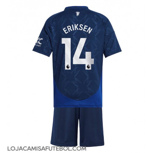 Camisa de Futebol Manchester United Christian Eriksen #14 Equipamento Secundário Infantil 2024-25 Manga Curta (+ Calças curtas)